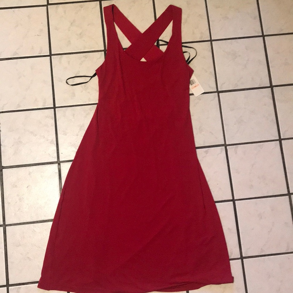 Calvin Klein open back red dress